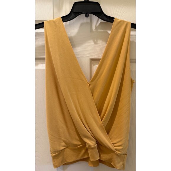 Veronica M Womens Yellow Sleeveless Wrap V-Neck Top S - Picture 2 of 9